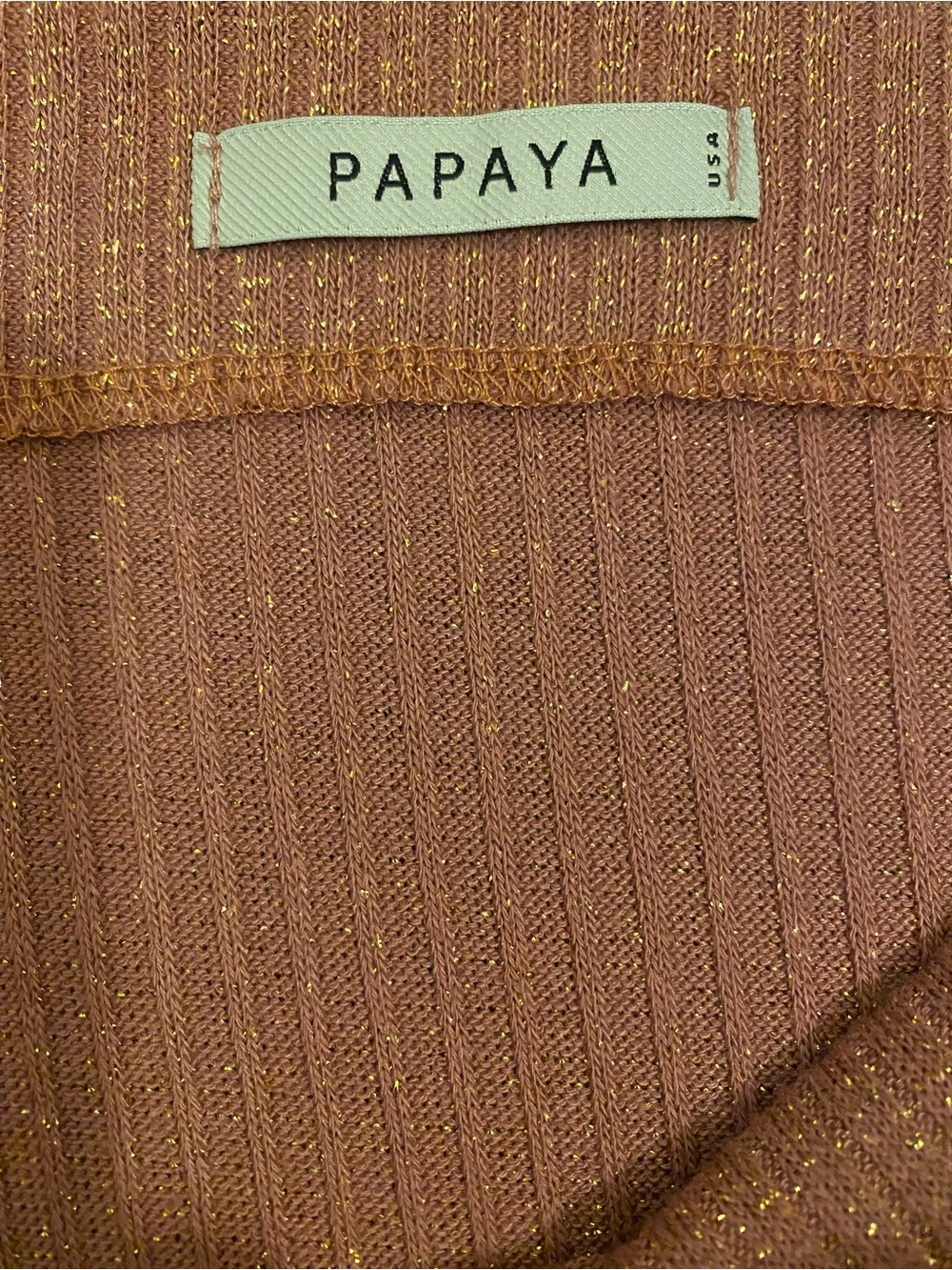 Papaya Off-Shoulder Ribbed Long Sleeve in Dusty Rose - Picture 3 of 4